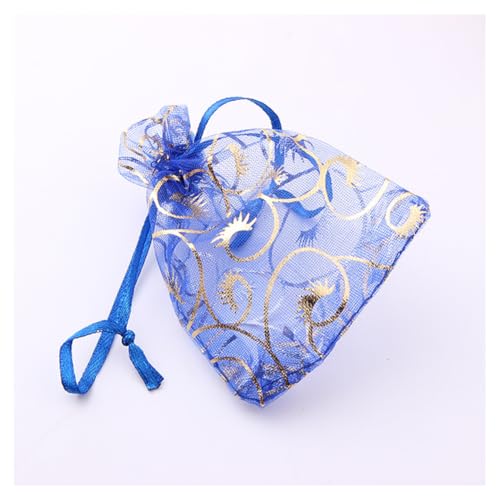 GreatRise 20pcs 7×9cm Organzasäckchen mit Kordelzug Druckt Organzabeutel Hochzeit Geschenktüten Kleine Organza Säckchen Weihnachten Geschenkbeutel Geburtstag Schmuckbeutel Saphirblau von GreatRise