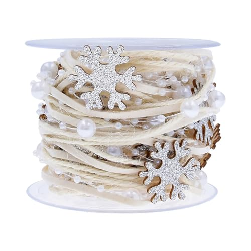 GreatRise 5 Meter/Rollen Weihnachtsbänder mit Perlen und Glitter Silver Schneeflocke Geschenkband Dekoband Perlenband Perlenkette Hochzeit Deko Geschenkverpackung Blumenstrauß Dekoration Bastelband GreatRise 5 Meter/Rollen Weihnachtsbänder mit Perlen und Glitter Silver Schneeflocke Geschenkband Dekoband Perlenband Perlenkette Hochzeit Deko Geschenkverpackung Blumenstrauß Dekoration Bastelband von GreatRise