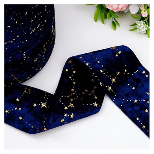 GreatRise 5 Yard×38mm Doppelseitig Samtband Samt Geschenkband Schleifenband Dekoband zum Nähen für DIY Schleife Haarband Hochzeit Blumenstrauß Weihnachten Geschenkverpacken Deko Dunkelblau von GreatRise