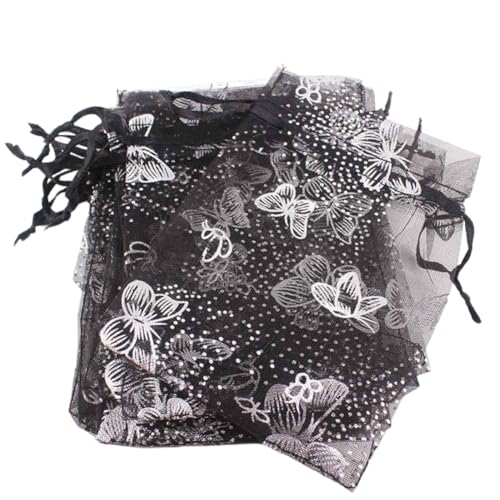 GreatRise 50 Stück Organzasäckchen mit Kordelzug 10×12cm Organzabeutel Schmetterling Muster Organza Geschenkbeutel Tüll Schmuckbeutel Geschenksäckchen für Schmuck Kosmetik Süßigkeiten Schwarz GreatRise 50 Stück Organzasäckchen mit Kordelzug 10×12cm Organzabeutel Schmetterling Muster Organza Geschenkbeutel Tüll Schmuckbeutel Geschenksäckchen für Schmuck Kosmetik Süßigkeiten Schwarz von GreatRise