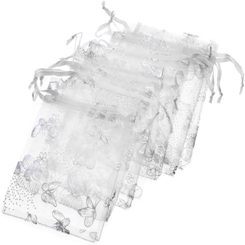 GreatRise 50 Stück Organzasäckchen mit Kordelzug 10×12cm Organzabeutel Schmetterling Muster Organza Geschenkbeutel Tüll Schmuckbeutel Geschenksäckchen für Schmuck Kosmetik Süßigkeiten Weiß GreatRise 50 Stück Organzasäckchen mit Kordelzug 10×12cm Organzabeutel Schmetterling Muster Organza Geschenkbeutel Tüll Schmuckbeutel Geschenksäckchen für Schmuck Kosmetik Süßigkeiten Weiß von GreatRise