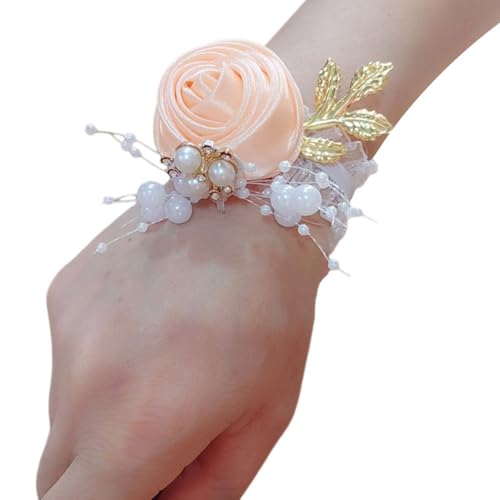 GreatRise 6 Stück Rose Blume Handgelenk Armband Brautjungfer Blumenarmband Braut Perlen Künstliche Blumen Boutonniere-Armbänder Handgelenkblumen für Hochzeit Abschlussball Bankette Lotuswurzelpulver GreatRise 6 Stück Rose Blume Handgelenk Armband Brautjungfer Blumenarmband Braut Perlen Künstliche Blumen Boutonniere-Armbänder Handgelenkblumen für Hochzeit Abschlussball Bankette Lotuswurzelpulver von GreatRise