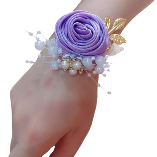 GreatRise 6 Stück Rose Blume Handgelenk Armband Brautjungfer Blumenarmband Braut Perlen Künstliche Blumen Boutonniere-Armbänder Handgelenkblumen für Hochzeit Abschlussball Bankette Hellviolett GreatRise 6 Stück Rose Blume Handgelenk Armband Brautjungfer Blumenarmband Braut Perlen Künstliche Blumen Boutonniere-Armbänder Handgelenkblumen für Hochzeit Abschlussball Bankette Hellviolett von GreatRise
