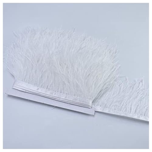 GreatRise 8-10cm Natürliche Straußenfedern Borte Plüsch Federborte Federband zum Basteln Feder Fringe Trim Feder Fransen Band für DIY Handwerk Nähen Hut Kleid Kostüme Dekoration Weiß#1 3m von GreatRise