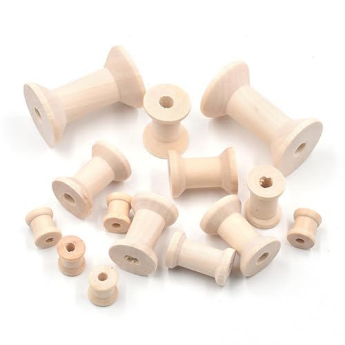 GreatRise Leere Holzspulen Holz Nähspule Hölzerne Spulen Mini Fadenspulen Groß Garnspulen Thread-Spulen-Draht für DIY Draht Weben Stickgarn Angelschnur Lagerung Holzfarbe 20 Stück 80×32mm von GreatRise