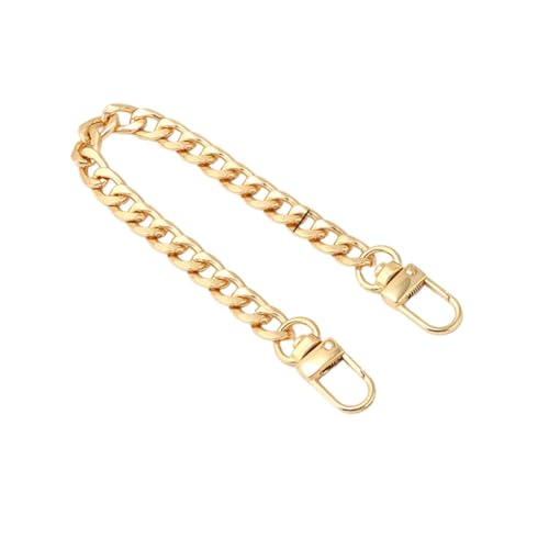 GreatRise Metall Taschenkette, 7.5mm/ 9mm Breit, Trageriemen Kette Handtaschen Kettenriemen Gurt Extender Flachketten Ersatzkette mit D-Ringe für Geldbörse Crossbody Umhängetasche Helles Gold 25cm*9mm von GreatRise