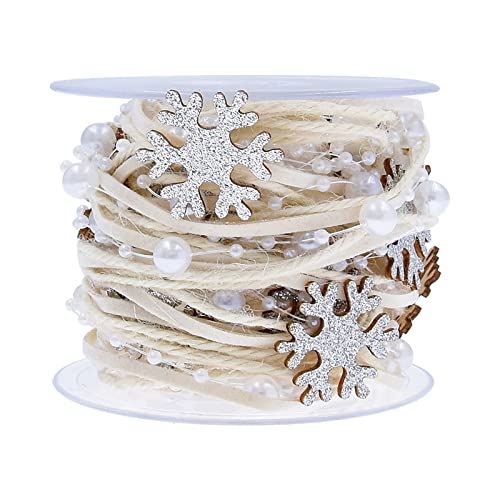 GreatRise Perlenband mit Glitzer Holz Schneeflocke Stern, Perlengirlande Geschenkband Hängedeko Dekoband für Hochzeit Weihnachten Valentinstag Taufe Geburtstags Geschenke Silber-2 Meter/Rolle GreatRise Perlenband mit Glitzer Holz Schneeflocke Stern, Perlengirlande Geschenkband Hängedeko Dekoband für Hochzeit Weihnachten Valentinstag Taufe Geburtstags Geschenke Silber-2 Meter/Rolle von GreatRise