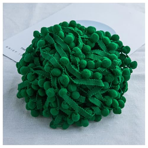 GreatRise Pompon-Borte Bunt Pom Poms Quaste Borte Spitzenband mit 1.2 cm Pompons Bommelborte Pomponband Quaste Trim Band für Basteln Nähen Kleidung Zuhause Dekorieren Armeegrün 3 Yard von GreatRise
