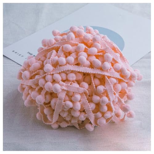 GreatRise Pompon-Borte Bunt Pom Poms Quaste Borte Spitzenband mit 1.2 cm Pompons Bommelborte Pomponband Quaste Trim Band für Basteln Nähen Kleidung Zuhause Dekorieren Fleischrosa 3 Yard von GreatRise