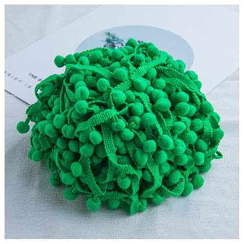 GreatRise Pompon-Borte Bunt Pom Poms Quaste Borte Spitzenband mit 1.2 cm Pompons Bommelborte Pomponband Quaste Trim Band für Basteln Nähen Kleidung Zuhause Dekorieren Grün 3 Yard von GreatRise