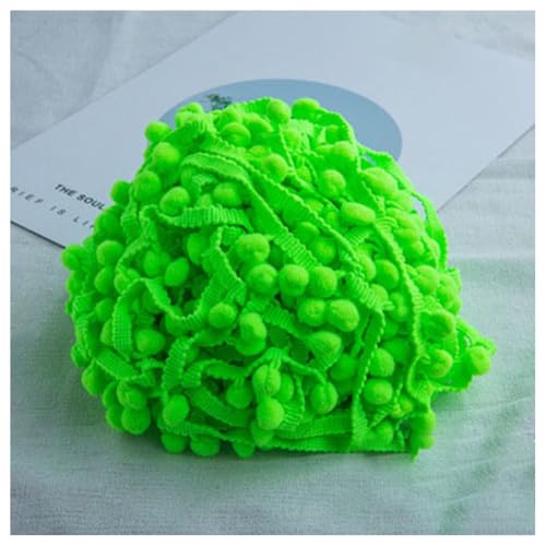 GreatRise Pompon-Borte Bunt Pom Poms Quaste Borte Spitzenband mit 1.2 cm Pompons Bommelborte Pomponband Quaste Trim Band für Basteln Nähen Kleidung Zuhause Dekorieren Hellgrün 3 Yard von GreatRise