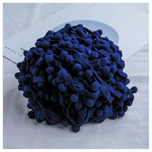 GreatRise Pompon-Borte Bunt Pom Poms Quaste Borte Spitzenband mit 1.2 cm Pompons Bommelborte Pomponband Quaste Trim Band für Basteln Nähen Kleidung Zuhause Dekorieren Marineblau 10 Yard von GreatRise
