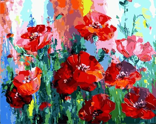 Grebesty Malen Nach Zahlen Erwachsene, DIY set erwachsene kreativ erwachsene rot blume 40x50cm ungerahmt Grebesty Malen Nach Zahlen Erwachsene, DIY set erwachsene kreativ erwachsene rot blume 40x50cm ungerahmt von Grebesty