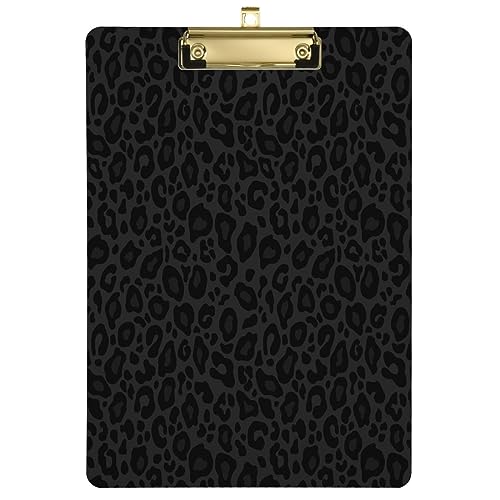 Gredecor Klemmbrett mit Leopardenmuster, für Büro, Schule, Krankenpflege, Acryl, Klemmbrett für Standard-A4, Briefgröße, 22,9 x 31,8 cm, mit goldfarbenem Metallclip, Grau / Schwarz Gredecor Klemmbrett mit Leopardenmuster, für Büro, Schule, Krankenpflege, Acryl, Klemmbrett für Standard-A4, Briefgröße, 22,9 x 31,8 cm, mit goldfarbenem Metallclip, Grau / Schwarz von Gredecor