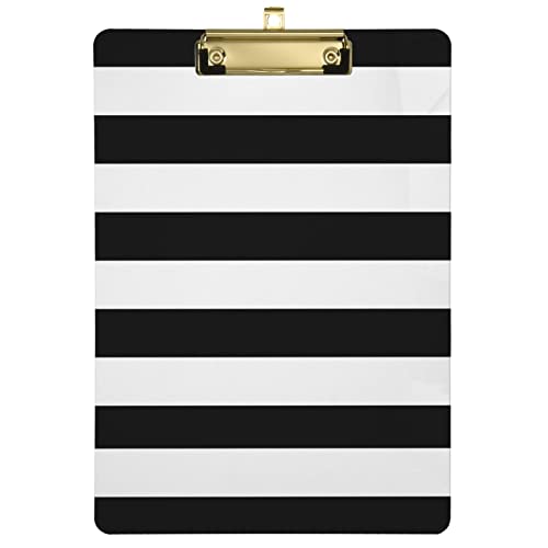 Schwarz und Weiß gestreiftes Klemmbrett für Büro, Schule, Krankenpflege, Acryl-Clipboard für Standard-A4-Briefgröße 22,9 x 31,8 cm, mit goldfarbenem Metallclip Schwarz und Weiß gestreiftes Klemmbrett für Büro, Schule, Krankenpflege, Acryl-Clipboard für Standard-A4-Briefgröße 22,9 x 31,8 cm, mit goldfarbenem Metallclip von Gredecor