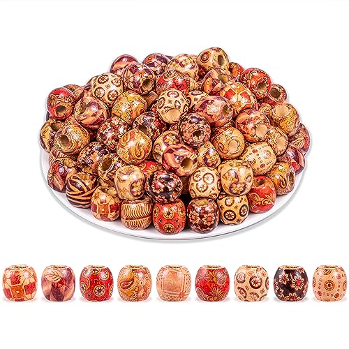 Gredstar 200 Stück Holzperlen Mit großem Loch,17mm Bastelnperlen mit Muster Perlen Kugeln Bedruckte Holz-perlen Fädelperlen für Schmuck, Haarschmuck,Traumfänger Gredstar 200 Stück Holzperlen Mit großem Loch,17mm Bastelnperlen mit Muster Perlen Kugeln Bedruckte Holz-perlen Fädelperlen für Schmuck, Haarschmuck,Traumfänger von Gredstar