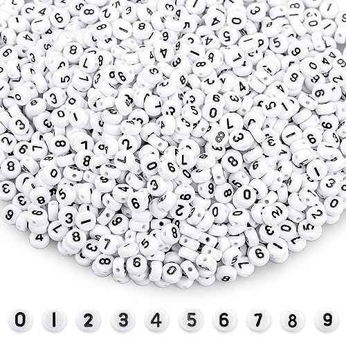 1100 Stück Zahlenperlen zum Auffädeln, Nummer Perlen 0-9 für Schmuckherstellung, Zahlen Perlen von 0 bis 9, jede Zahl ist in einem separaten Tüte verpackt, ca. 110 Stück von Gredstar