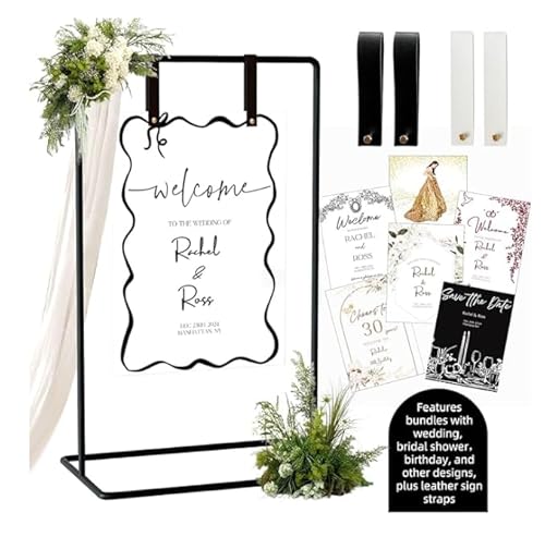 GreeSuit Hochzeits-Willkommens-Schilderständer mit Halter – stabiler "Welcome to Our Wedding Sign Holder Design-Bundle & Lederschild-Aufhängegurte, Hochzeitssitzdiagramm-Ständer, Staffelei zum GreeSuit Hochzeits-Willkommens-Schilderständer mit Halter – stabiler "Welcome to Our Wedding Sign Holder Design-Bundle & Lederschild-Aufhängegurte, Hochzeitssitzdiagramm-Ständer, Staffelei zum von GreeSuit