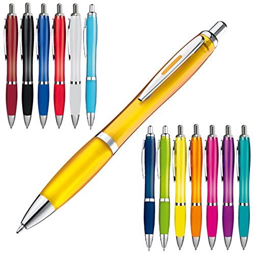 Moderne & Transparente Druckkugelschreiber im Set - 50 Stück - verschieden farbige Kugelschreiber - 1 Farbe ZUR AUSWAHL - (13 Farben) von Green Mango