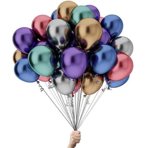 Chrom metallisch glänzende Party Luftballons - 100% Reiner NATURLATEX - Premium Qualität - Latex Party Ballons - Geburtstag Dekoration - Bunte Luftballons 25 von Green Paw Products