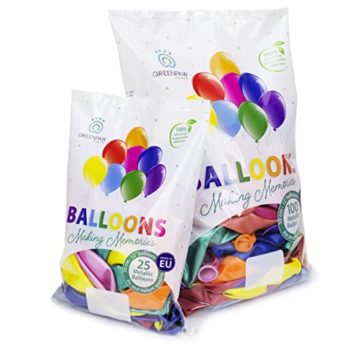 Luftballons gemischte Farben - 100% Reiner NATURLATEX - Premium Qualität - Latex Party Ballons - Metallic Ballons - Geburtstag Dekoration - Bunte Luftballons 50 von Green Paw Products