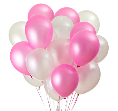 Rosa und weiße luftballons - 100% Reiner NATURLATEX - Premium Qualität - Latex Party Ballons - Metallic Ballon - Geburtstag Dekoration - Bunte Luftballons 50 von Green Paw Products