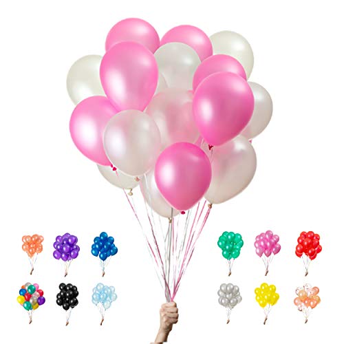 Rosa und weiße luftballons - 100% Reiner NATURLATEX - Premium Qualität - Latex Party Ballons - Metallic Ballon - Geburtstag Dekoration - Bunte Luftballons 100 von Green Paw Products