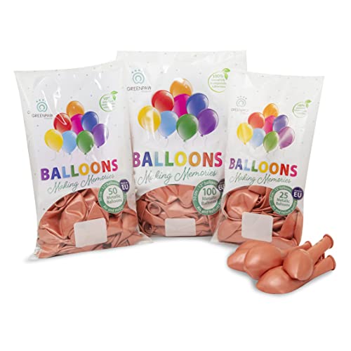 Rosegold luftballons - 100% Reiner NATURLATEX - Premium Qualität - Latex Party Ballons - Metallic Ballon - Geburtstag Dekoration - Bunte Luftballons 100 von Green Paw Products