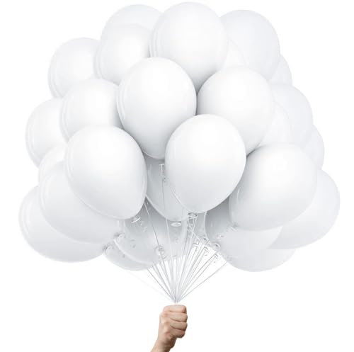 Weiße luftballons - 100% Reiner NATURLATEX - Premium Qualität - Latex Party Ballons - Metallic Ballons - Geburtstag Dekoration - Bunte Luftballons 25 von Green Paw Products