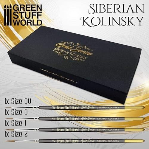 Kolinsky Pinselset, Premium Gold Series, 4 Pinsel von Green Stuff World