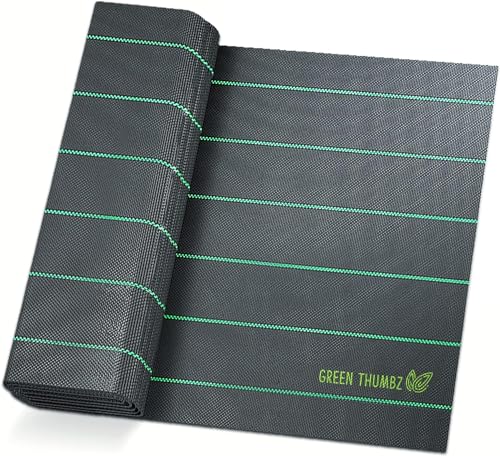 Green Thumbz Unkrautvlies Wasserdurchlässig - 100g/m² Extra stark Gartenvlies Gegen Unkraut- Reißfest und UV-beständig unkrautfolie Für Garten, Hochbeet, Einfahrt, sandkastenvlies usw (1m x 5m) von Green Thumbz