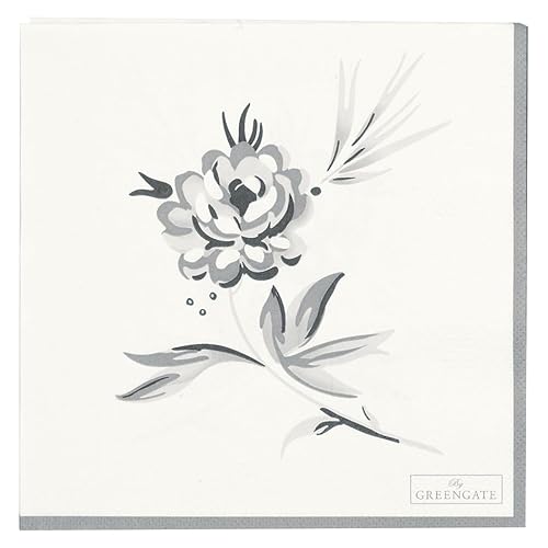 GreenGate Papierservietten Aslaug weiß grau Blumen 33 x 33 cm von GreenGate