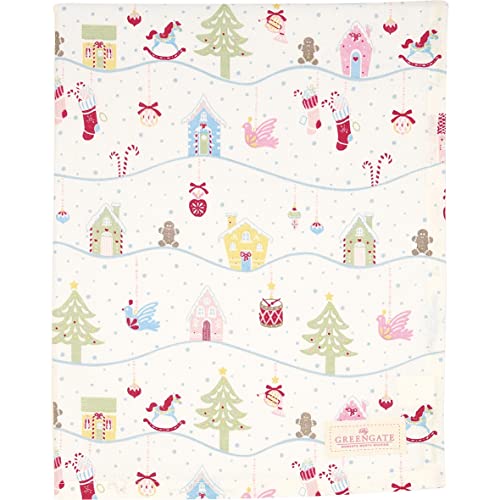 GreenGate COTTAB150LCH0102 Laura Christmas Tischdecke White 150 x 150 cm (1 Stück) von Greengate