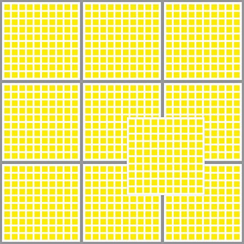 1000 Klebe Quadrate 10mm selbstklebend farbige eckige "Punkte" Aufkleber PVC Deko Folie Etiketten Inventur (gelb) von GreenIT