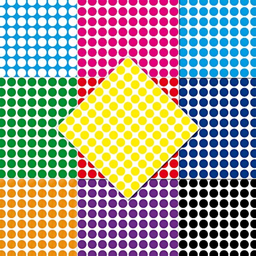 1000 Klebepunkte 12mm selbstklebend farbige Punkt Aufkleber PVC Deko Folie Etiketten Inventur (bunt) von GreenIT