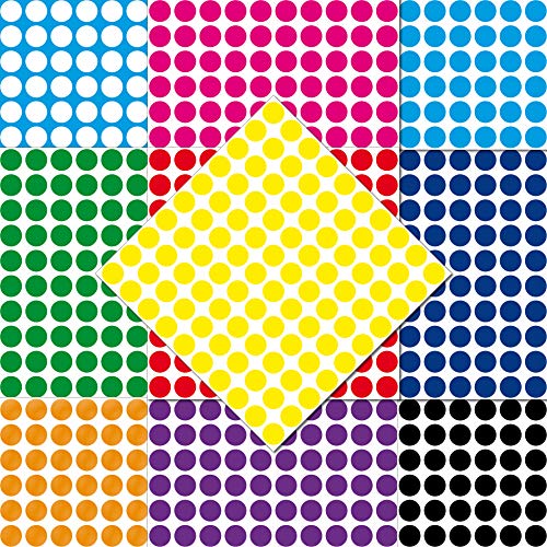 1000 Klebepunkte 18mm selbstklebend farbige Punkt Aufkleber PVC Deko Folie Etiketten Inventur (bunt) von GreenIT