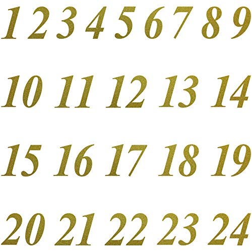 Zahlen von 1 bis 24 mit Ziffern Höhe 2cm Tattoo Aufkleber Deko zum Advent Kalender Besteln (Gold) von GreenIT