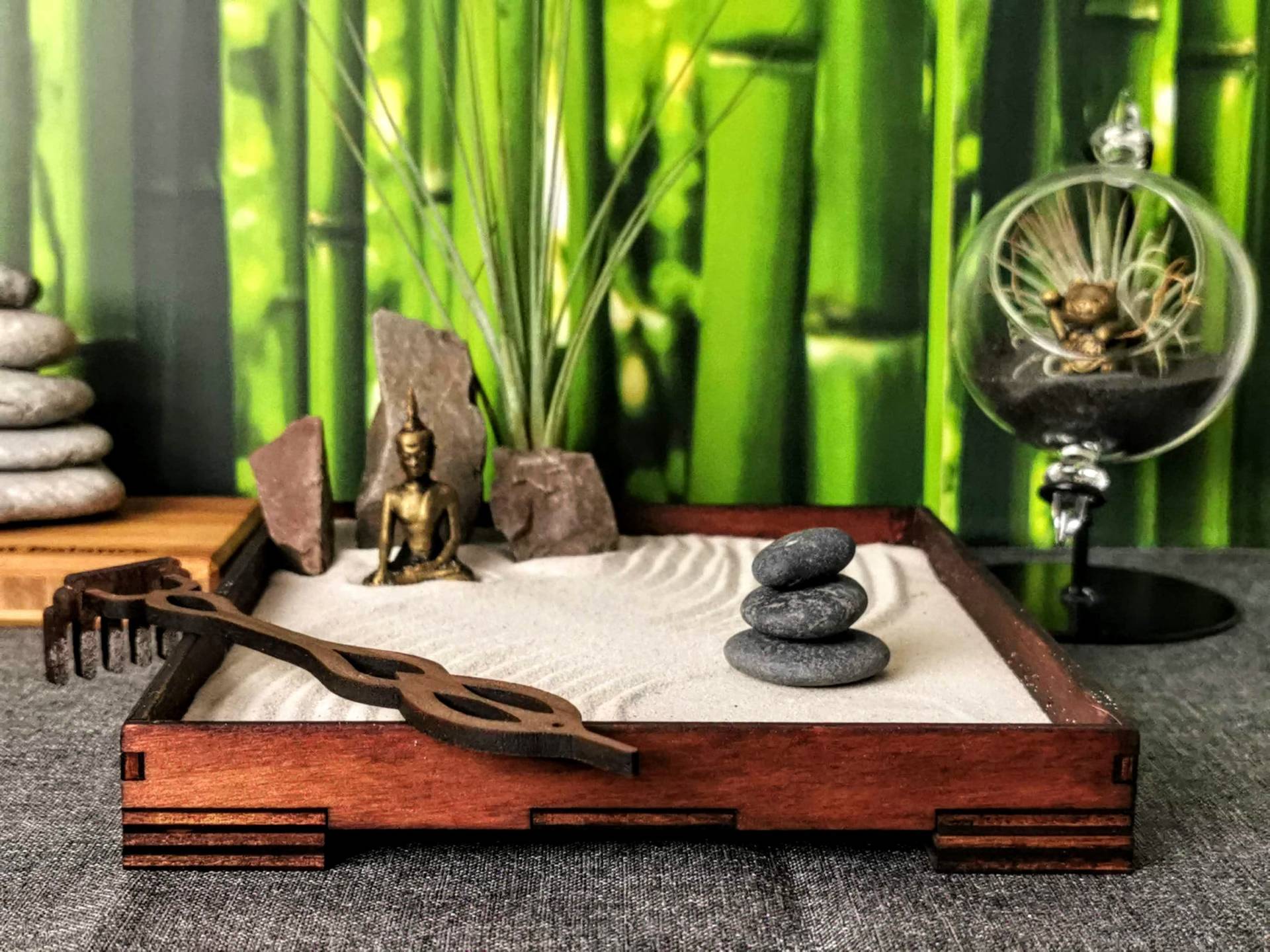 Geschenk Zengarten -Set Mit Buddha-/ Ganesha-Figur Harke Feng Shui Meditation Nachhaltig & Umweltfreundlich Diy-Set von GreenUpDeco