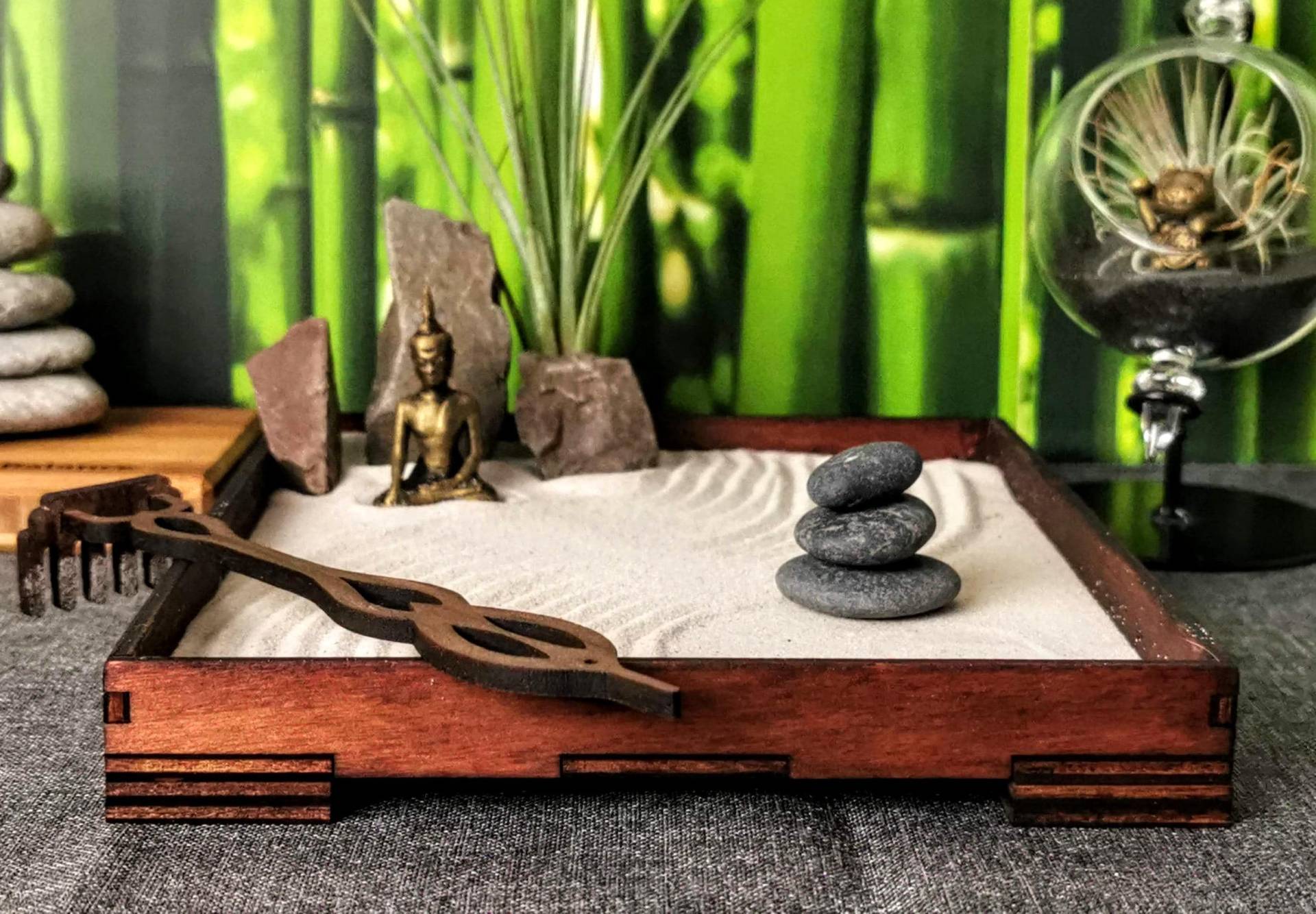 Geschenk Zengarten -Set Mit Buddha-/ Ganesha-Figur Harke Feng Shui Meditation Nachhaltig & Umweltfreundlich Diy-Set von GreenUpDeco