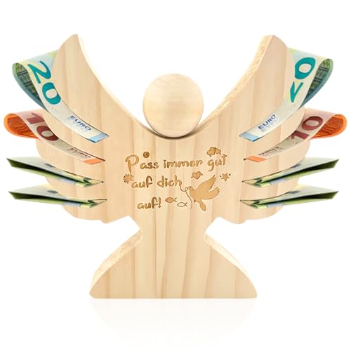 GreenYeah Holzengel mit Gravur zur Taufe, Personalisierter Schutzengel zur Kommunion, Schutzengel Kommunion Jungen Holz Taufgeschenk, Verpackung für Geldgeschenke, Holzfiguren Deko GreenYeah Holzengel mit Gravur zur Taufe, Personalisierter Schutzengel zur Kommunion, Schutzengel Kommunion Jungen Holz Taufgeschenk, Verpackung für Geldgeschenke, Holzfiguren Deko von GreenYeah