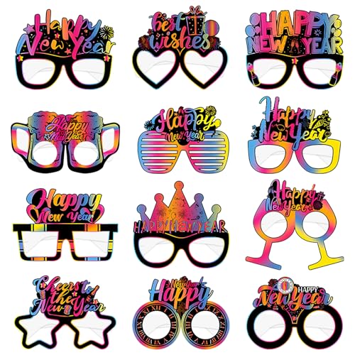 GreenYeah Silvester Partybrille, 12 Stück Frohes Neues Jahr Brillen 2025, lustig Silvester Papier Brillen, Happy New Year Partybrillen, Silvester Brille, Requisite für Silvester Partyzubehör Deko GreenYeah Silvester Partybrille, 12 Stück Frohes Neues Jahr Brillen 2025, lustig Silvester Papier Brillen, Happy New Year Partybrillen, Silvester Brille, Requisite für Silvester Partyzubehör Deko von GreenYeah