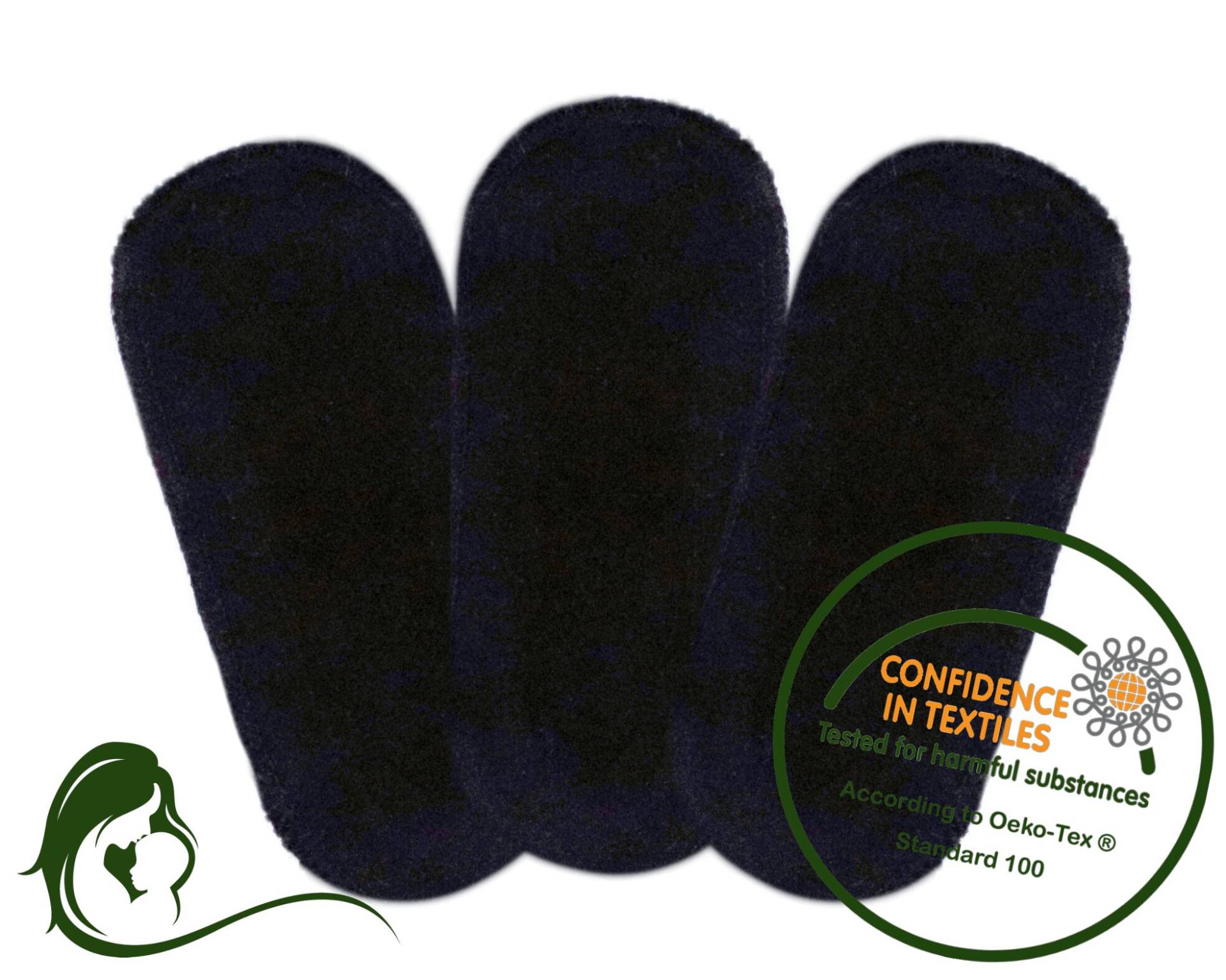 Waschbare Slipeinlage Baumwolle - Schwarz Wiederverwendbare Damenbinden Zero Waste Plastikfrei Nachhaltig Ohne Druckknöpfe Waste 5Er Set von GreenandHappyShop