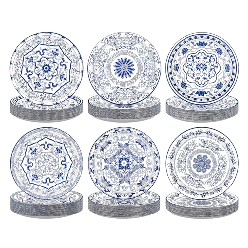 Pappteller mit blauen und weißen Blumen, 22,9 cm, Einweg-Pappteller, strapazierfähig, blau-weiß, Chinoiserie, florale Dessertteller, Vintage-Porzellan-Dekorationen für Hochzeit, Babyparty, Geburtstag Pappteller mit blauen und weißen Blumen, 22,9 cm, Einweg-Pappteller, strapazierfähig, blau-weiß, Chinoiserie, florale Dessertteller, Vintage-Porzellan-Dekorationen für Hochzeit, Babyparty, Geburtstag von Greencian