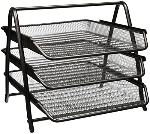 Greenco Mesh 3 Ebenen Dokument Briefablage Schreibtisch Organizer Schwarz von Greenco