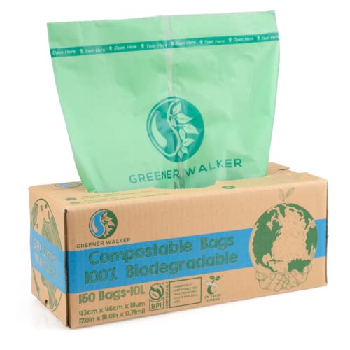 Greener Walker 10L-150Beutel 100% Kompostierbare biologisch abbaubar Müllbeutel 6L/10L/30L Küchen Lebensmittel Abfallbeutel mit EN13432 Zertifizierung von Greener Walker