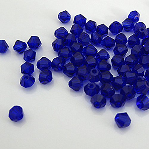 100 Stück lose Glas- / Kristallperlen, Doppelkegel, Abstandsperlen, 4 mm, klar, schwarz, grün, blau, Künstlicher Kristall, dunkelblau, Einheitsgröße von Greenlans