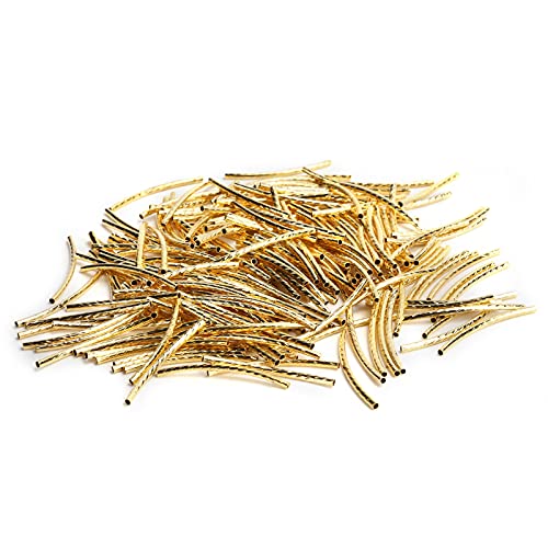 200 Curved Nudelröhrenperlen, Schlauchperlen Schmuckherstellung, Halskette Armband Bastelsets für Halsketten und Armbänder (GOLD) von Greensen