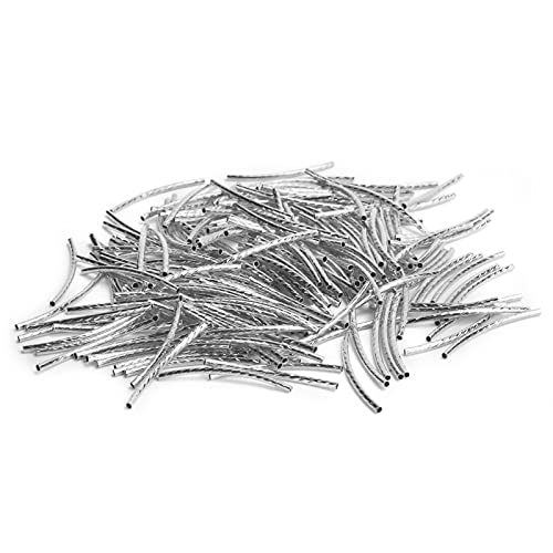 200 Curved Nudelröhrenperlen, Schlauchperlen Schmuckherstellung, Halskette Armband Bastelsets für Halsketten und Armbänder (SILVER) von Greensen