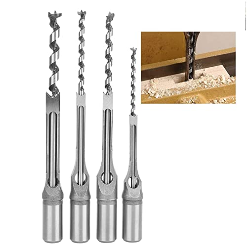 4pcs Quadratlochbohrer, 1/4 Zoll, 5/16 Zoll, 3/8 Zoll, 1/2 Zoll, Universelle Härtungsmeißel mit Gehärtetem Stahl mit U-förmigen Chiprillen von Greensen