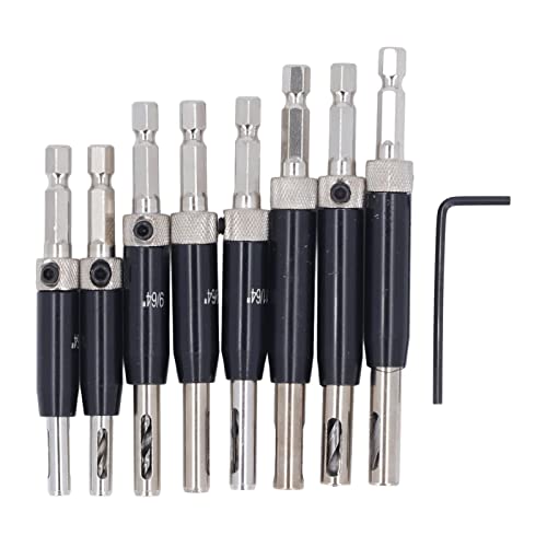 8pcs Selbstzentrierende Scharnierbohrmaschine Bit Holzbearbeitungsscharnierbohrer Bitscharnierlochschneider mit Sechskantscheibe für Türfensterscharnier -Installation von Greensen
